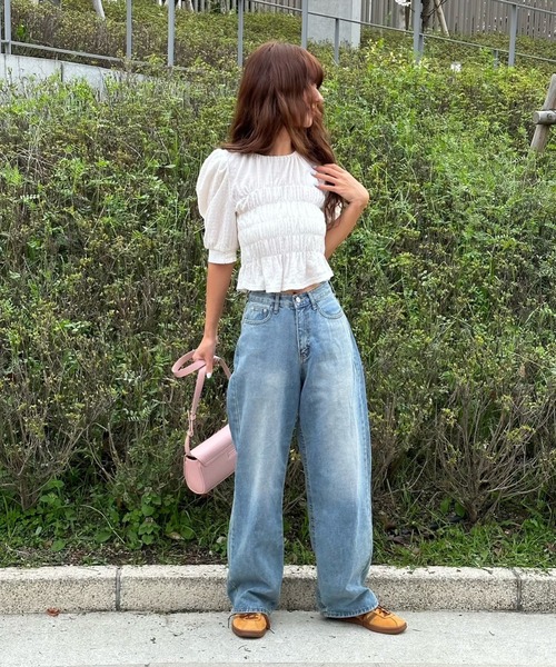 earth music&ecology(アースミュージックアンドエコロジー)の「ポコポコシャーリングトップス(Tシャツ/カットソー・レディース・イエロー/ホワイト/ライトグリーン・FREE)」の12枚目の写真