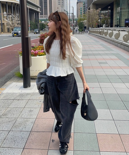 earth music&ecology(アースミュージックアンドエコロジー)の「ポコポコシャーリングトップス(Tシャツ/カットソー・レディース・イエロー/ホワイト/ライトグリーン・FREE)」の13枚目の写真