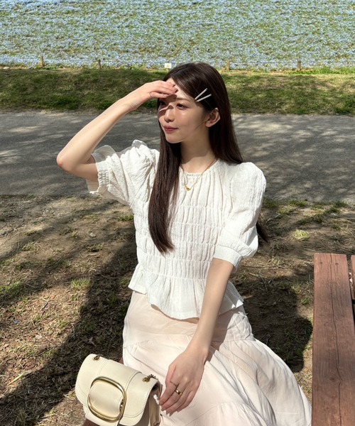 earth music&ecology(アースミュージックアンドエコロジー)の「ポコポコシャーリングトップス(Tシャツ/カットソー・レディース・イエロー/ホワイト/ライトグリーン・FREE)」の15枚目の写真