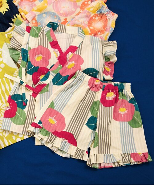 BREEZE（ブリーズ）の「【すっぽり着られる】GIRLSフリル甚平（浴衣・キッズ・ネイビー/イエロー/ピンク/レッド・130/140/90/100/120/80/110）」の4枚目の写真