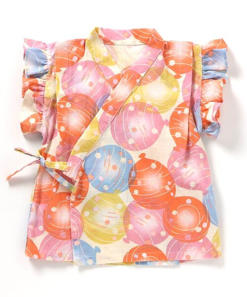 BREEZE（ブリーズ）の「【すっぽり着られる】GIRLSフリル甚平（浴衣・キッズ・ネイビー/イエロー/ピンク/レッド・130/140/90/100/120/80/110）」の11枚目の写真