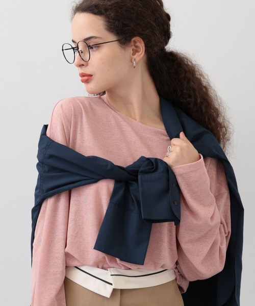 saloon(サルーン)の「SALOON(サルーン)/《再入荷・新色登場》シアーロンT【洗濯機洗い可】長袖(Tシャツ/カットソー・レディース・ホワイト/ライトグレー/ブラック/キャメル/ピンク/チャコールグレー・FREE)」の6枚目の写真