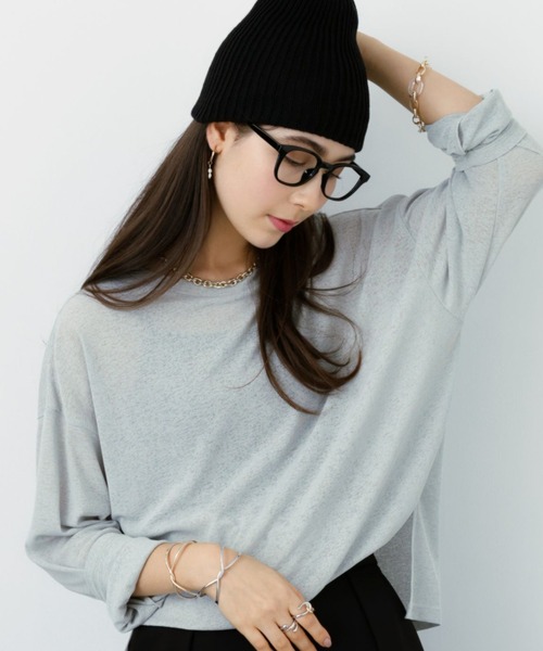 saloon(サルーン)の「SALOON(サルーン)/《再入荷・新色登場》シアーロンT【洗濯機洗い可】長袖(Tシャツ/カットソー・レディース・ホワイト/ライトグレー/ブラック/キャメル/ピンク/チャコールグレー・FREE)」の17枚目の写真