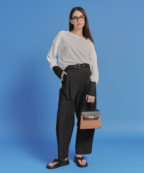 saloon(サルーン)の「SALOON(サルーン)/《再入荷・新色登場》シアーロンT【洗濯機洗い可】長袖(Tシャツ/カットソー・レディース・ホワイト/ライトグレー/ブラック/キャメル/ピンク/チャコールグレー・FREE)」の7枚目の写真