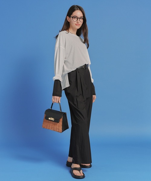 saloon(サルーン)の「SALOON(サルーン)/《再入荷・新色登場》シアーロンT【洗濯機洗い可】長袖(Tシャツ/カットソー・レディース・ホワイト/ライトグレー/ブラック/キャメル/ピンク/チャコールグレー・FREE)」の8枚目の写真