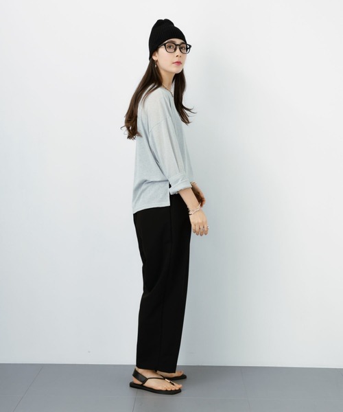 saloon(サルーン)の「SALOON(サルーン)/《再入荷・新色登場》シアーロンT【洗濯機洗い可】長袖(Tシャツ/カットソー・レディース・ホワイト/ライトグレー/ブラック/キャメル/ピンク/チャコールグレー・FREE)」の14枚目の写真