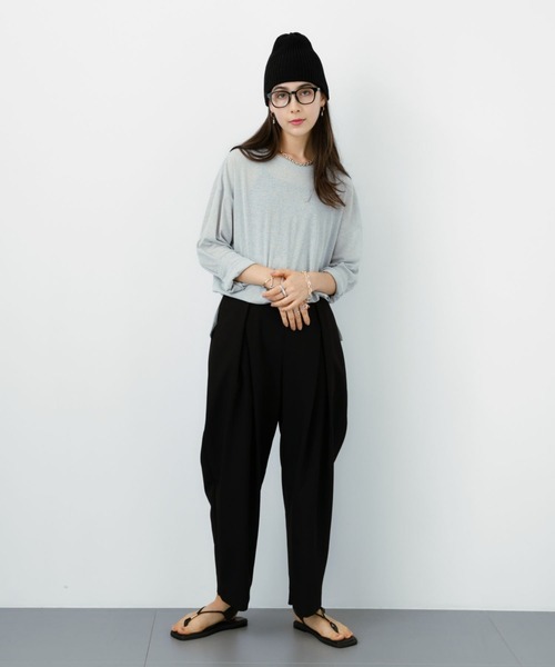 saloon(サルーン)の「SALOON(サルーン)/《再入荷・新色登場》シアーロンT【洗濯機洗い可】長袖(Tシャツ/カットソー・レディース・ホワイト/ライトグレー/ブラック/キャメル/ピンク/チャコールグレー・FREE)」の15枚目の写真