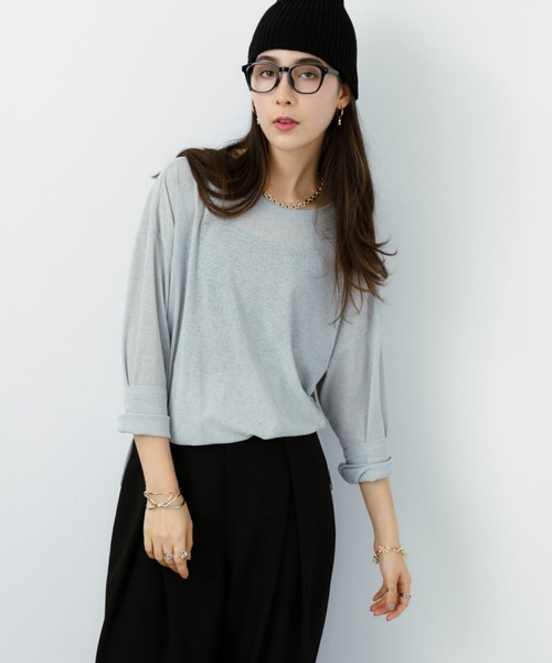 saloon(サルーン)の「SALOON(サルーン)/《再入荷・新色登場》シアーロンT【洗濯機洗い可】長袖(Tシャツ/カットソー・レディース・ホワイト/ライトグレー/ブラック/キャメル/ピンク/チャコールグレー・FREE)」の18枚目の写真