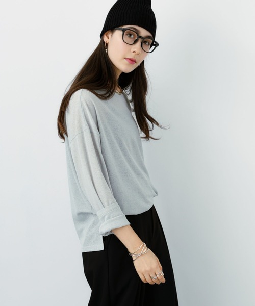 saloon(サルーン)の「SALOON(サルーン)/《再入荷・新色登場》シアーロンT【洗濯機洗い可】長袖(Tシャツ/カットソー・レディース・ホワイト/ライトグレー/ブラック/キャメル/ピンク/チャコールグレー・FREE)」の19枚目の写真