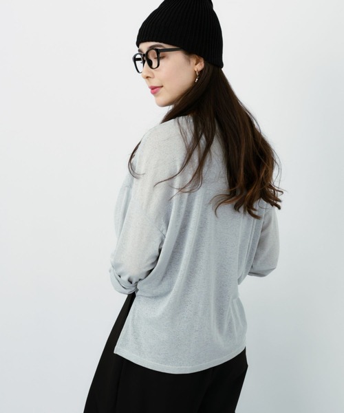 saloon(サルーン)の「SALOON(サルーン)/《再入荷・新色登場》シアーロンT【洗濯機洗い可】長袖(Tシャツ/カットソー・レディース・ホワイト/ライトグレー/ブラック/キャメル/ピンク/チャコールグレー・FREE)」の20枚目の写真