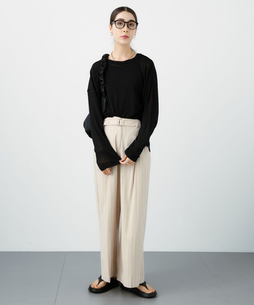 saloon(サルーン)の「SALOON(サルーン)/《再入荷・新色登場》シアーロンT【洗濯機洗い可】長袖(Tシャツ/カットソー・レディース・ホワイト/ライトグレー/ブラック/キャメル/ピンク/チャコールグレー・FREE)」の21枚目の写真