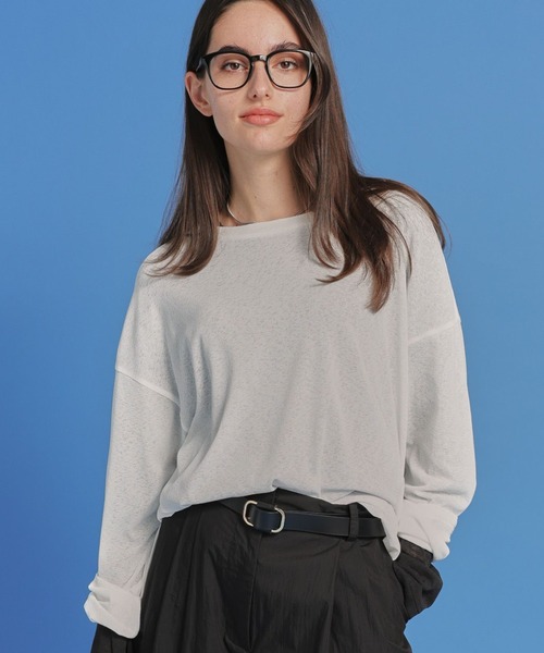 saloon(サルーン)の「SALOON(サルーン)/《再入荷・新色登場》シアーロンT【洗濯機洗い可】長袖(Tシャツ/カットソー・レディース・ホワイト/ライトグレー/ブラック/キャメル/ピンク/チャコールグレー・FREE)」の10枚目の写真