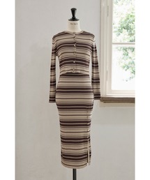 ワンピース Herlipto Stripe Ribbed-Knit Midi Dress herlipto Stripe Ribbed-Knit Midi Dress