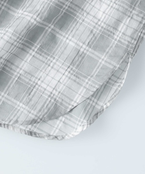 BACK NUMBER（バックナンバー）の「【BACK NUMBER】ライトポプリン長袖チェックワンピース（シャツワンピース・レディース・ホワイト×グレー/ホワイト×カーキブラウン・M/L/XL/S）」の16枚目の写真