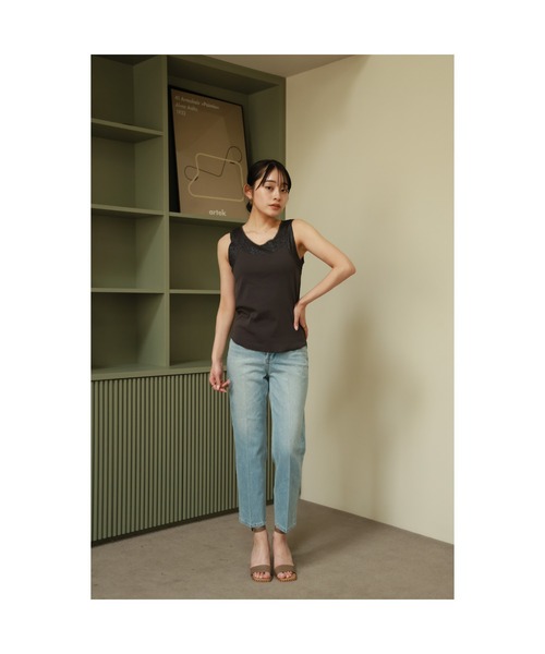 Vicente（ヴィセンテ）の「Glitter  switching tanktop（タンクトップ・レディース・ホワイト/チャコールグレー・FREE）」の4枚目の写真