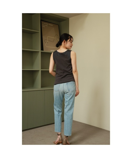 Vicente（ヴィセンテ）の「Glitter  switching tanktop（タンクトップ・レディース・ホワイト/チャコールグレー・FREE）」の5枚目の写真