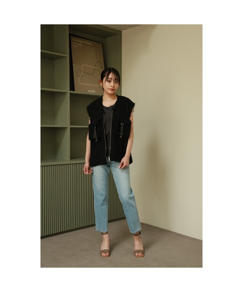 Vicente（ヴィセンテ）の「Glitter  switching tanktop（タンクトップ・レディース・ホワイト/チャコールグレー・FREE）」の7枚目の写真