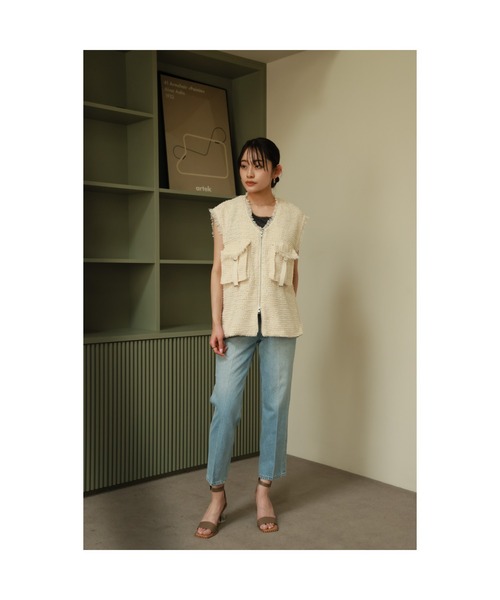 Vicente（ヴィセンテ）の「Glitter  switching tanktop（タンクトップ・レディース・ホワイト/チャコールグレー・FREE）」の9枚目の写真