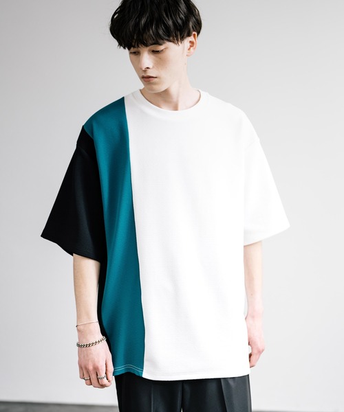 Rocky Monroe(ロッキーモンロー)の「梨地切替オーバーサイズ半袖Tシャツ(Tシャツ/カットソー・メンズ・ホワイト系1/ブラック/オフホワイト/ホワイト系/グレイッシュベージュ/ブラック系・L/M)」の20枚目の写真