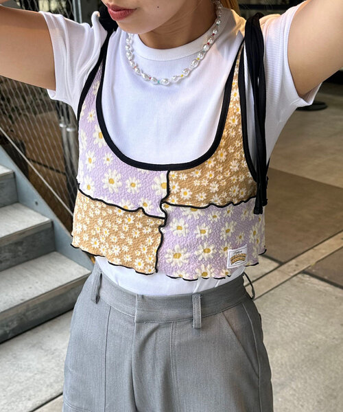 【HELLO.SANFRANCISCO/ハローサンフランシスコ】フラワーパッチワークビスチェキャミ（キャミソール）｜HELLO.SANFRANCISCO（ハローサンフランシスコ）