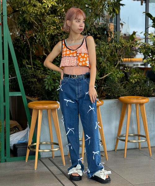 【HELLO.SANFRANCISCO/ハローサンフランシスコ】フラワーパッチワークビスチェキャミ（キャミソール）｜HELLO.SANFRANCISCO（ハローサンフランシスコ）