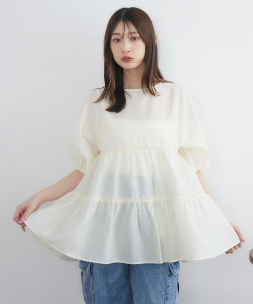 RETRO GIRL（レトロガール）の「袖ボリュームティアードチュニック（シャツ/ブラウス・レディース・イエロー/グリーン/ナチュラル・FREE）」の18枚目の写真