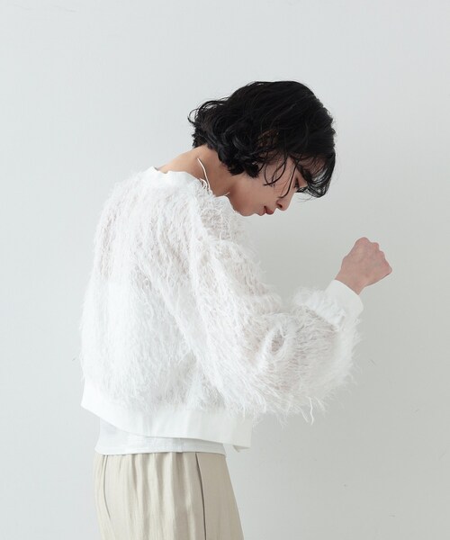 GALLEST（ギャレスト）の「◆シャギージャカードカーディガン（カーディガン/ボレロ・レディース・ブラック/ホワイト・38）」の6枚目の写真