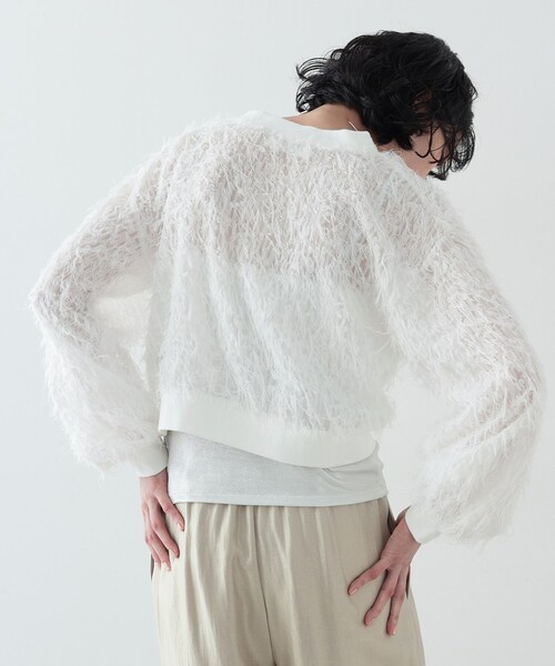 GALLEST（ギャレスト）の「◆シャギージャカードカーディガン（カーディガン/ボレロ・レディース・ブラック/ホワイト・38）」の8枚目の写真