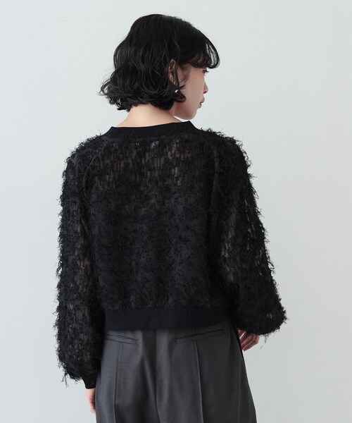 GALLEST（ギャレスト）の「◆シャギージャカードカーディガン（カーディガン/ボレロ・レディース・ブラック/ホワイト・38）」の13枚目の写真