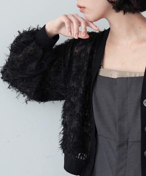 GALLEST（ギャレスト）の「◆シャギージャカードカーディガン（カーディガン/ボレロ・レディース・ブラック/ホワイト・38）」の15枚目の写真