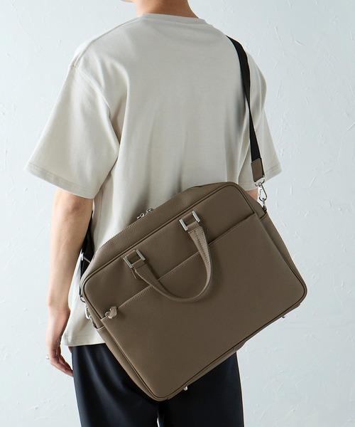 【non.kichさま】専用！！ グッシオウォーモ】ダブルジッパー レザーブリーフケース