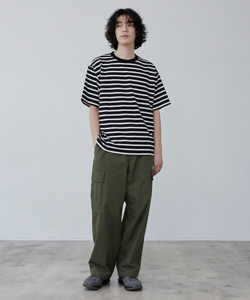coen(コーエン)の「【WELLTECT】ボーダークルーネックTシャツ(Tシャツ/カットソー・メンズ・ブラック/ホワイト・S/M/L/XL)」の12枚目の写真
