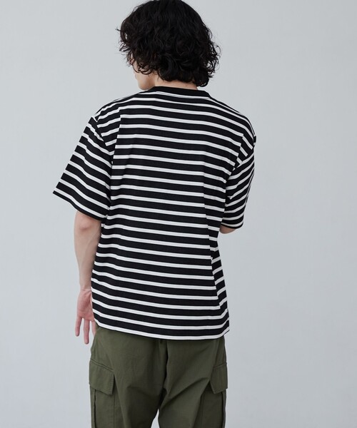 coen(コーエン)の「【WELLTECT】ボーダークルーネックTシャツ(Tシャツ/カットソー・メンズ・ブラック/ホワイト・S/M/L/XL)」の13枚目の写真