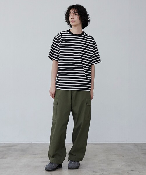 coen(コーエン)の「【WELLTECT】ボーダークルーネックTシャツ(Tシャツ/カットソー・メンズ・ブラック/ホワイト・S/M/L/XL)」の14枚目の写真
