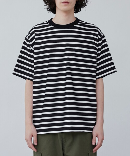 coen(コーエン)の「【WELLTECT】ボーダークルーネックTシャツ(Tシャツ/カットソー・メンズ・ブラック/ホワイト・S/M/L/XL)」の15枚目の写真