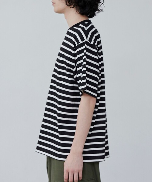 coen(コーエン)の「【WELLTECT】ボーダークルーネックTシャツ(Tシャツ/カットソー・メンズ・ブラック/ホワイト・S/M/L/XL)」の16枚目の写真