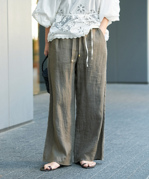 IENA LA BOUCLE(イエナラブークル)の「《追加》IENA LA BOUCLE リネンブロードイージーパンツ(グレー)(その他パンツ・レディース・チャコールグレー・36/38/40/34)」の1枚目の写真