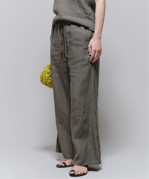 追加》IENA LA BOUCLE リネンブロードイージーパンツ(グレー)（その他  