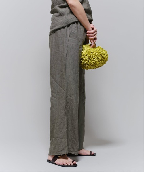 追加》IENA LA BOUCLE リネンブロードイージーパンツ(グレー)（その他  