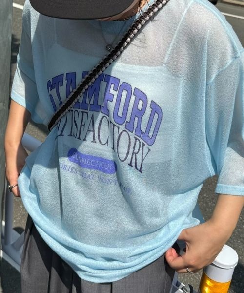 PBLIM（ページボーイリム）の「PBLIM/シアーニットトップス（Tシャツ/カットソー・レディース・イエロー/ブルー/クリーム・FREE）」の3枚目の写真