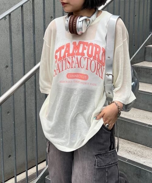 PBLIM（ページボーイリム）の「PBLIM/シアーニットトップス（Tシャツ/カットソー・レディース・イエロー/ブルー/クリーム・FREE）」の2枚目の写真