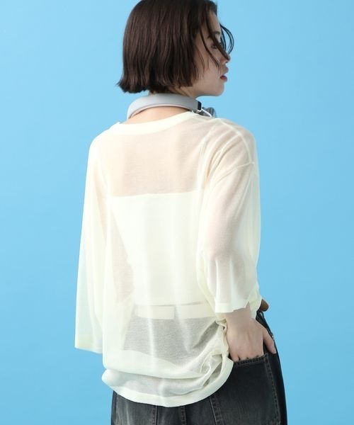 PBLIM（ページボーイリム）の「PBLIM/シアーニットトップス（Tシャツ/カットソー・レディース・イエロー/ブルー/クリーム・FREE）」の8枚目の写真
