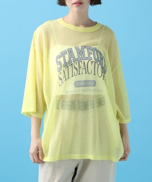 PBLIM（ページボーイリム）の「PBLIM/シアーニットトップス（Tシャツ/カットソー・レディース・イエロー/ブルー/クリーム・FREE）」の5枚目の写真