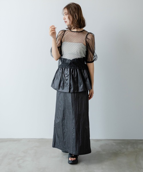 rectangle（レクタングル）の「ドット＆ハート柄シアーチュールトップス（シャツ/ブラウス・レディース・ブラック系1/ブラック系2/ホワイト系2/ホワイト系1・FREE）」の12枚目の写真