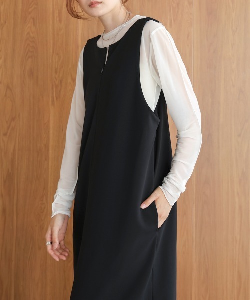 Bab（バブ）の「【S・Mサイズ展開あり】前後2WAYストレートジャンパースカート（ジャンパースカート・レディース・ブラック/ライトグレー/ベージュ・S/M）」の4枚目の写真