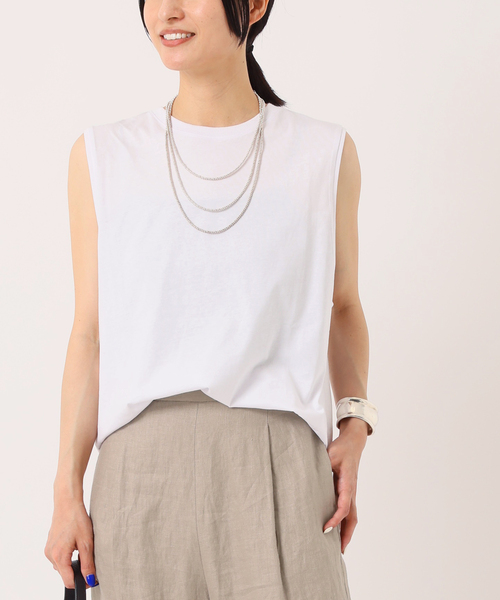 AP STUDIO(エーピーストゥディオ)の「*【NINETY PERCENT/ナインティ パーセント】クルーネックタンクトップ(タンクトップ・レディース・ブラック/ホワイト・FREE)」の1枚目の写真