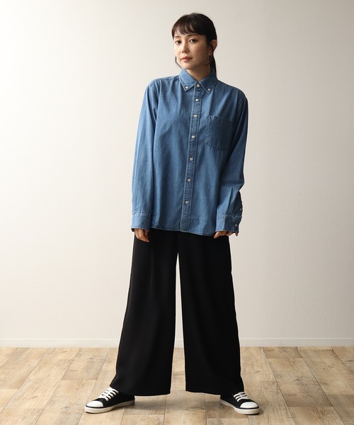 UNDERCOVER3デニム長袖シャツ ボタンダウン 青 セール】【LYLE&SCOTT/ライルアンドスコット】デニム生地 ボタン