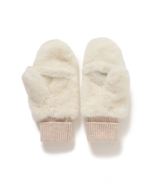 Ray BEAMS(レイビームス)の「CONTROL FREAK / 別注 フェイクファー ミトン(手袋・レディース・オフホワイト/ブラック/パープル・ONE SIZE)」の10枚目の写真