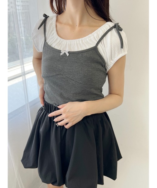 PHILLY（フィリー）の「【PHILLY】キャミレイヤードデザインTシャツ（Tシャツ/カットソー・レディース・グレー/チャコールグレー・FREE）」の11枚目の写真