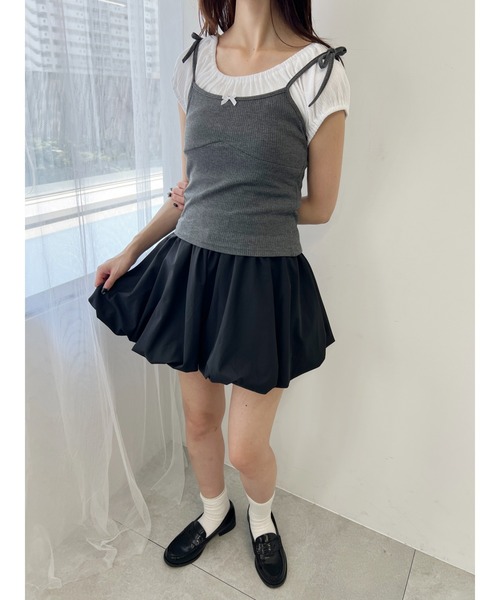 PHILLY（フィリー）の「【PHILLY】キャミレイヤードデザインTシャツ（Tシャツ/カットソー・レディース・グレー/チャコールグレー・FREE）」の8枚目の写真